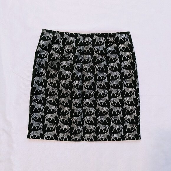 J. Crew Black and Silver Zebra Print Mini Skirt Size 00 - Picture 4 of 5